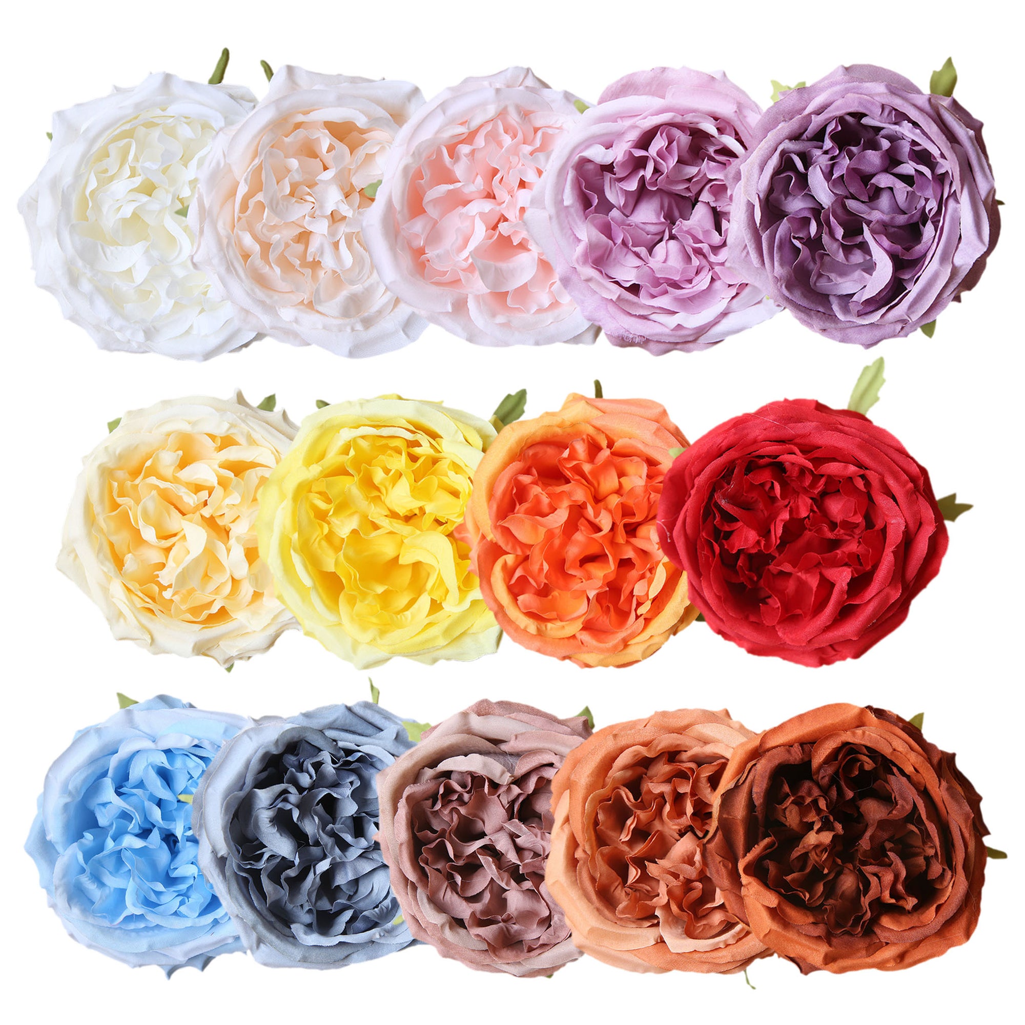 Cabbage Roses Silk Flower Heads 3.9 inch