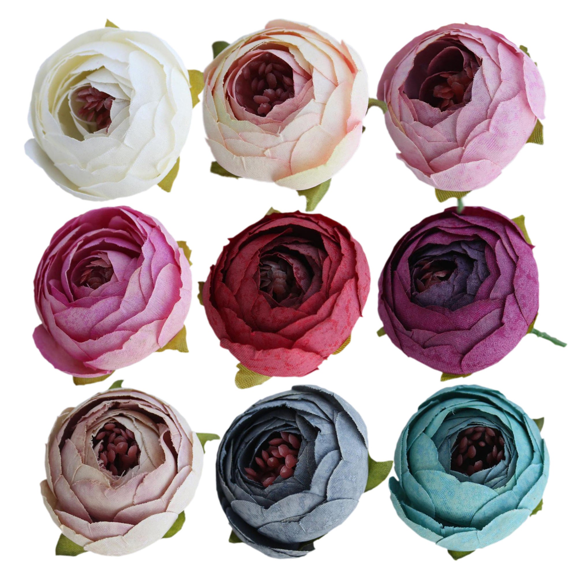 Small Peony Flower Heads Artificial Silk Roses 100 pcs for Wedding Decor Favors