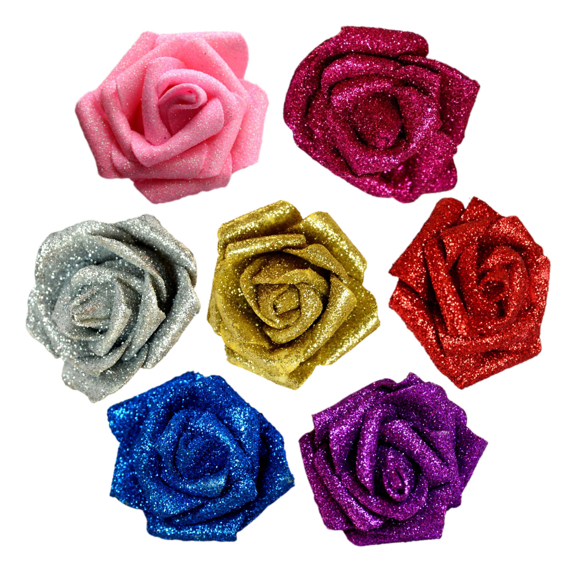 Glitter Flowers Artificial Rose Heads Glitter Wedding Flowers 100 Heads
