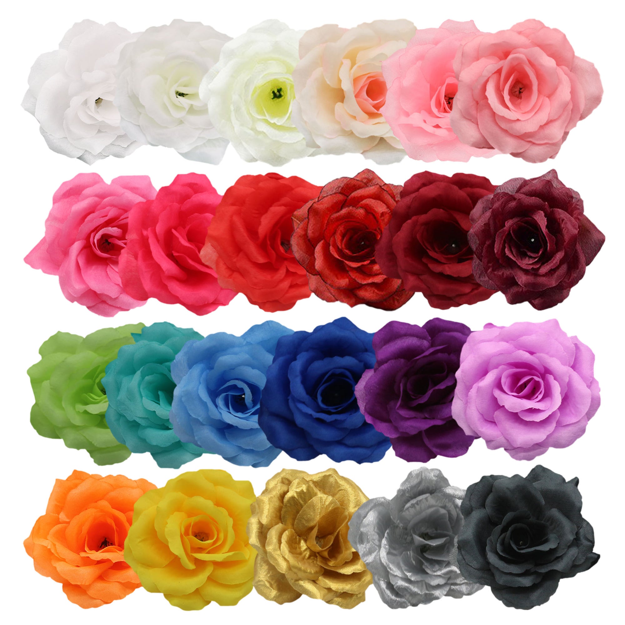 Silk Flower Heads 100 Bulk Wholesale Artificial Flowers 4 inches Roses 20 Colors