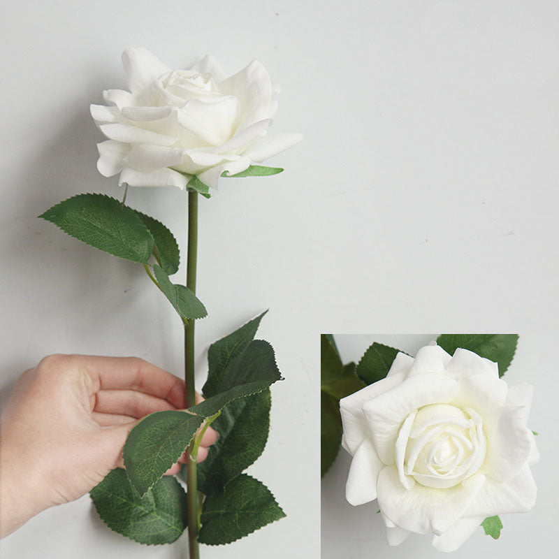 VANRINA Realistic Real Touch Flowers Large Bloom Roses White