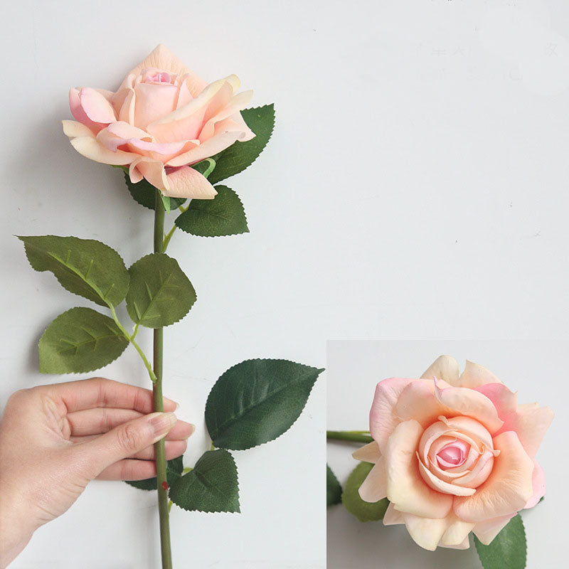 VANRINA Realistic Real Touch Flowers Large Bloom Roses Champagne