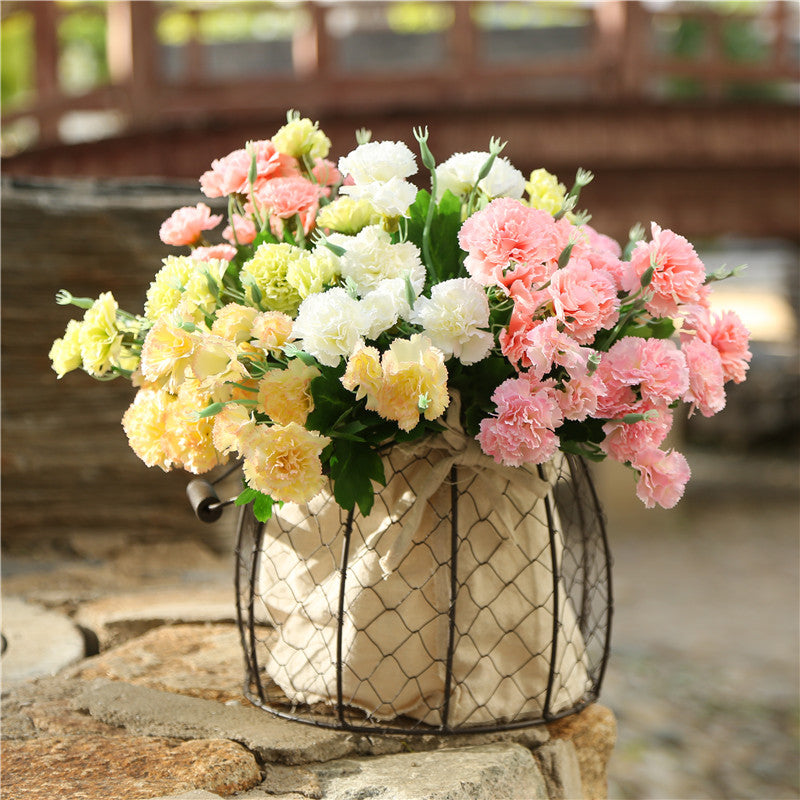 Fake Carnation Spray Silk Flowers Carnation Bush