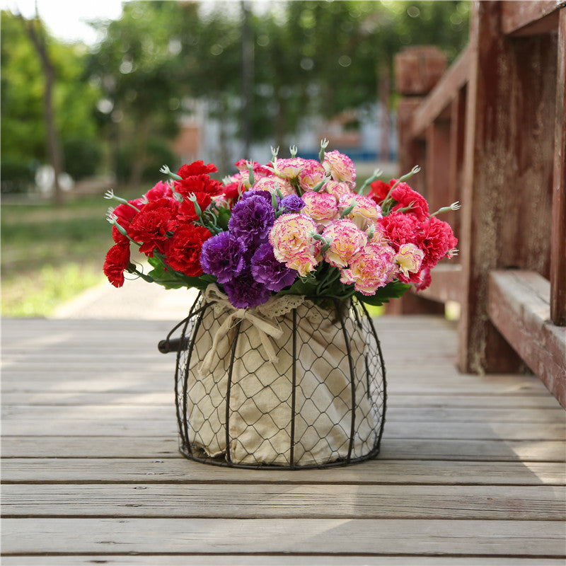 Fake Carnation Spray Silk Flowers Carnation Bush