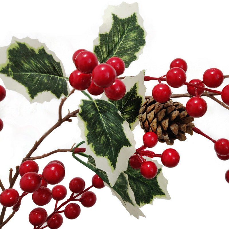 Artificial Red Berry Garlands with Pine Cones 2 Strands
