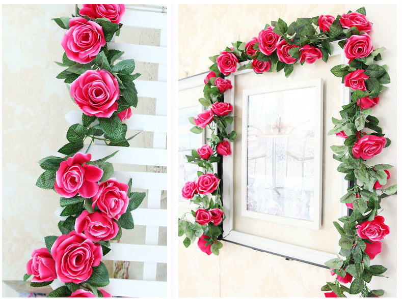 Artificial Rose Flower Garland for Wall Hanging Outdoor Decor 2 Flower Vines