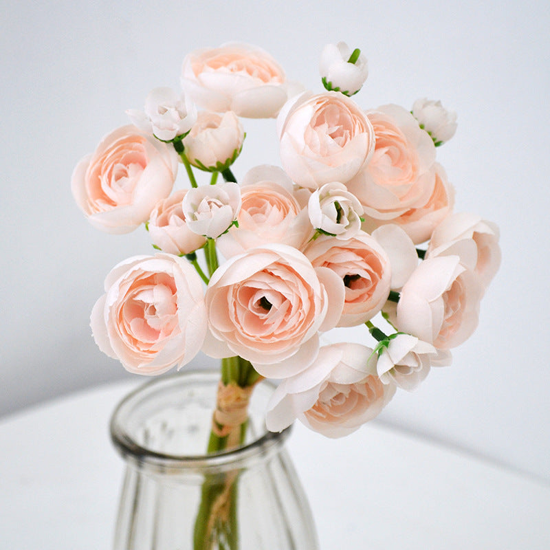 Small Silk Ranunculus Bunch Fake Flowers Blush Pink White