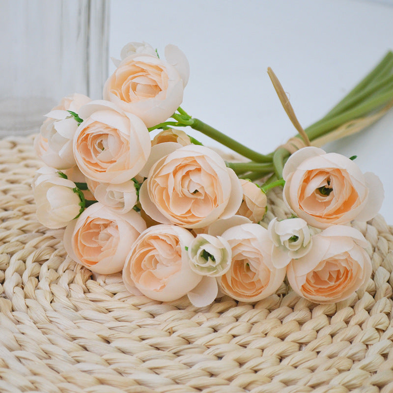 Small Silk Ranunculus Bunch Fake Flowers Blush Pink White