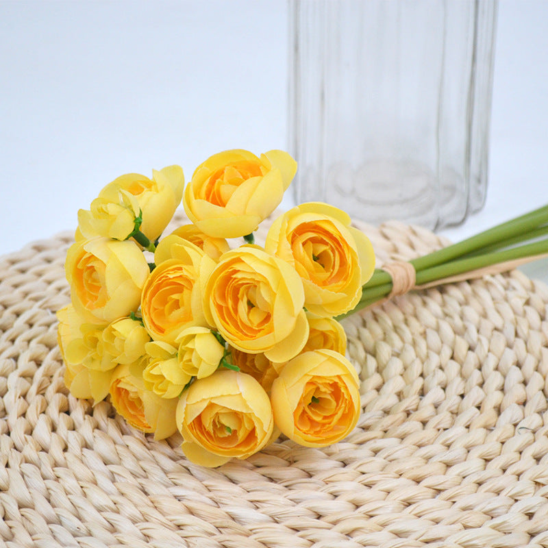 Small Silk Ranunculus Bunch Fake Flowers Blush Pink White