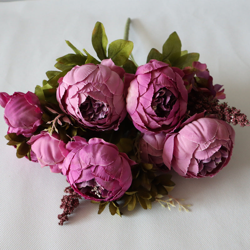 Decorative Artificial Flower Silk Peony Flowers Bouquet 10 Flower Heads Peonies