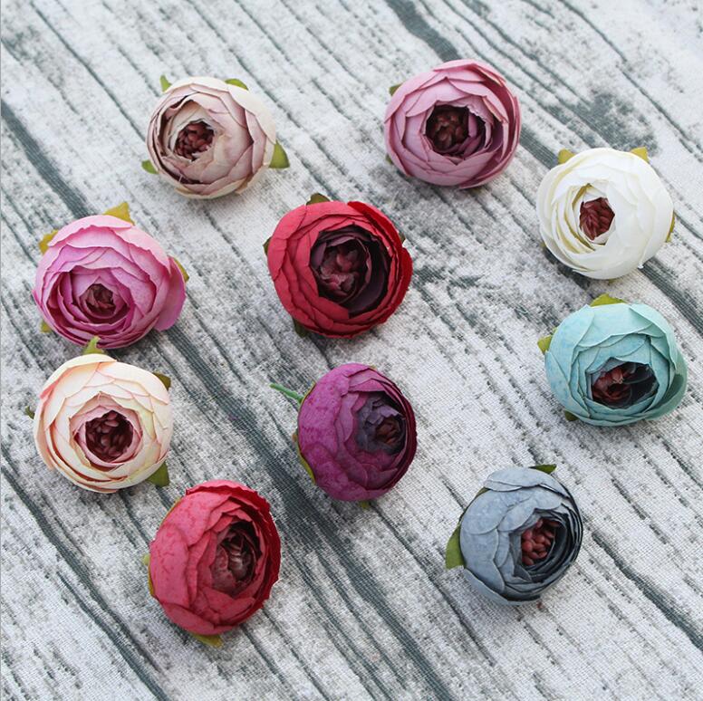 Small Peony Flower Heads Artificial Silk Roses 100 pcs for Wedding Decor Favors
