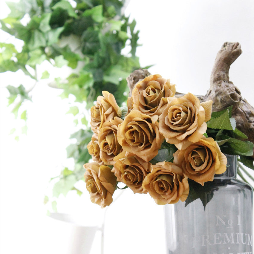 Real Touch Roses Coffee Wedding Flowers Brown Flowers