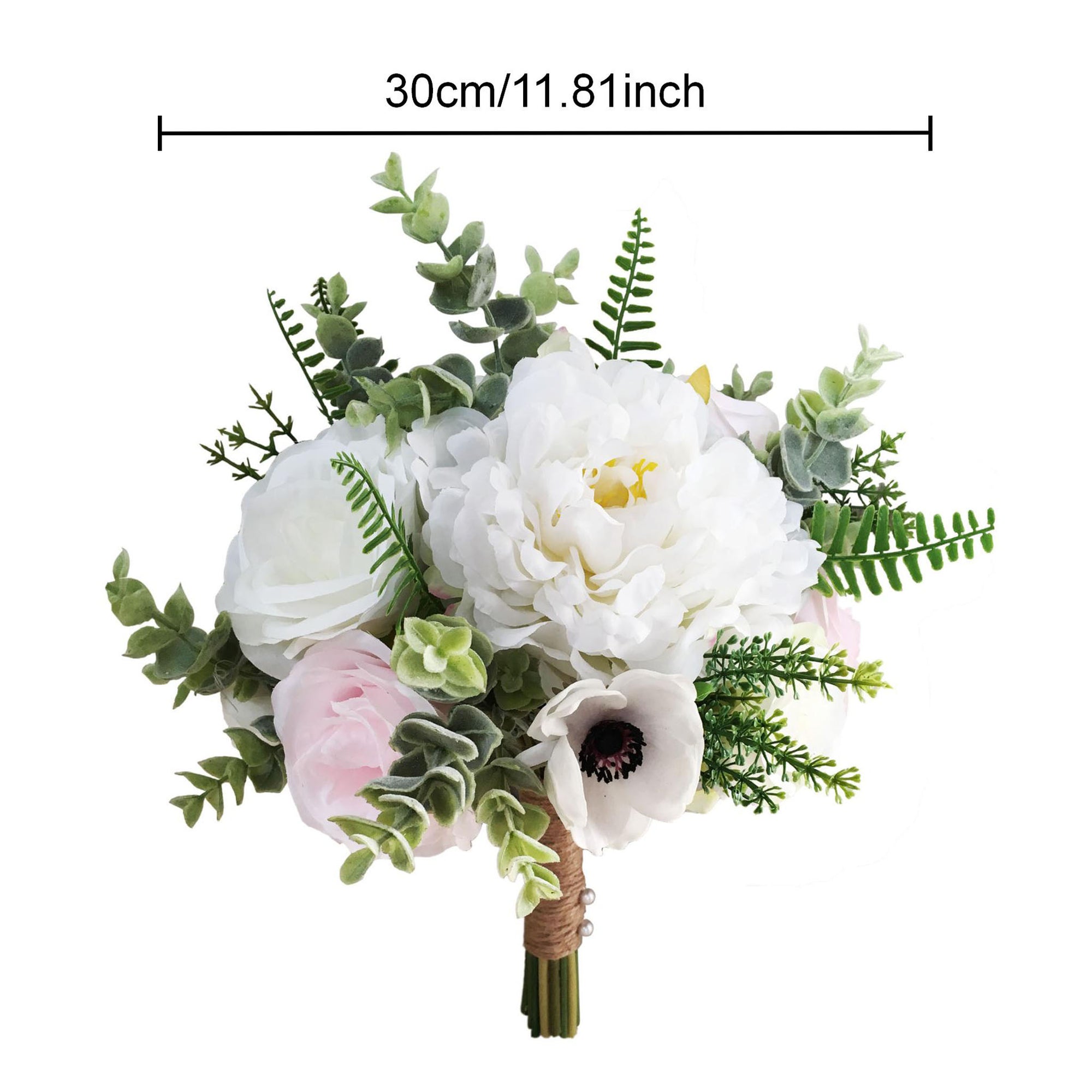 Boho Bridal Bouquet White and Pink Flowers