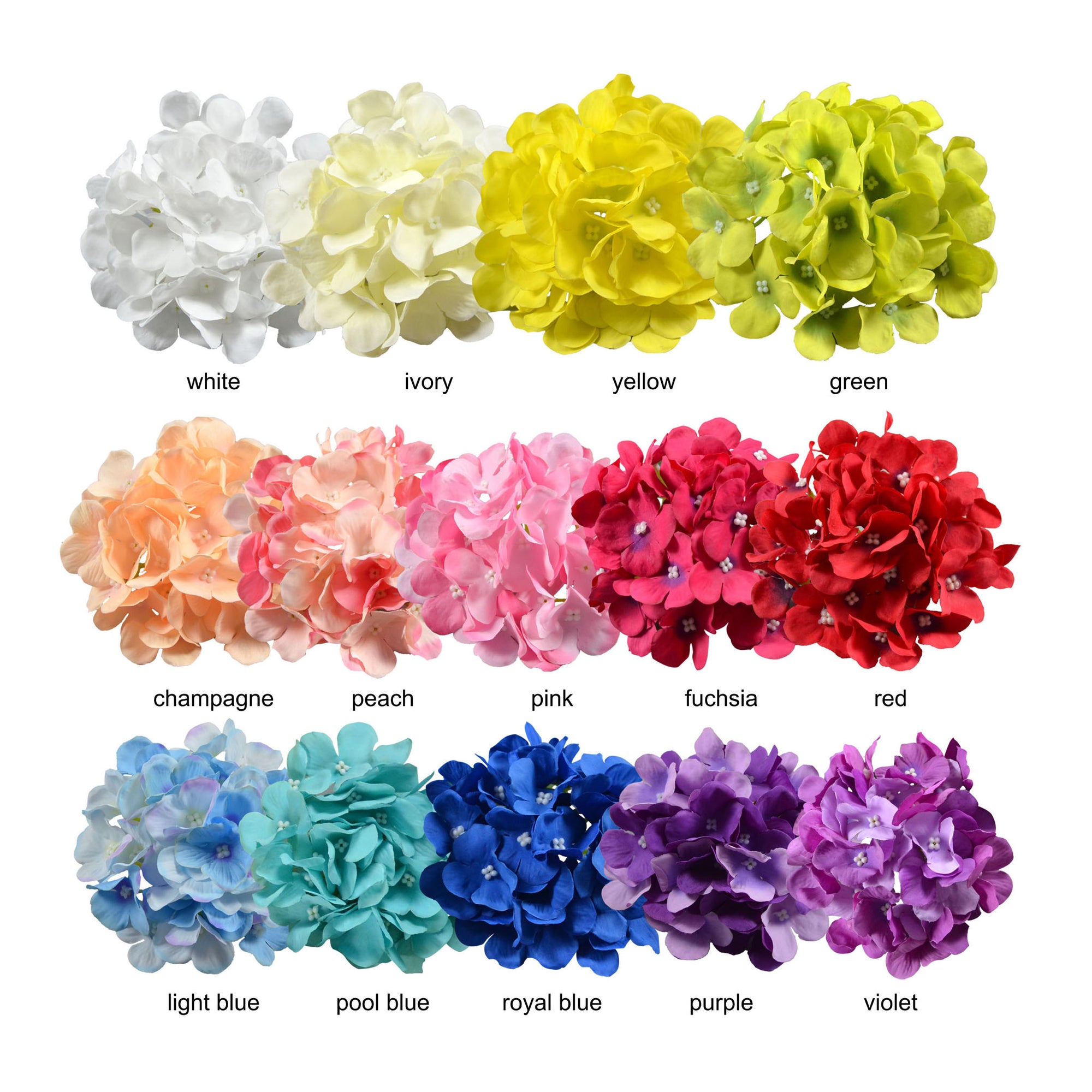Silk Hydrangea Flower Heads 6"