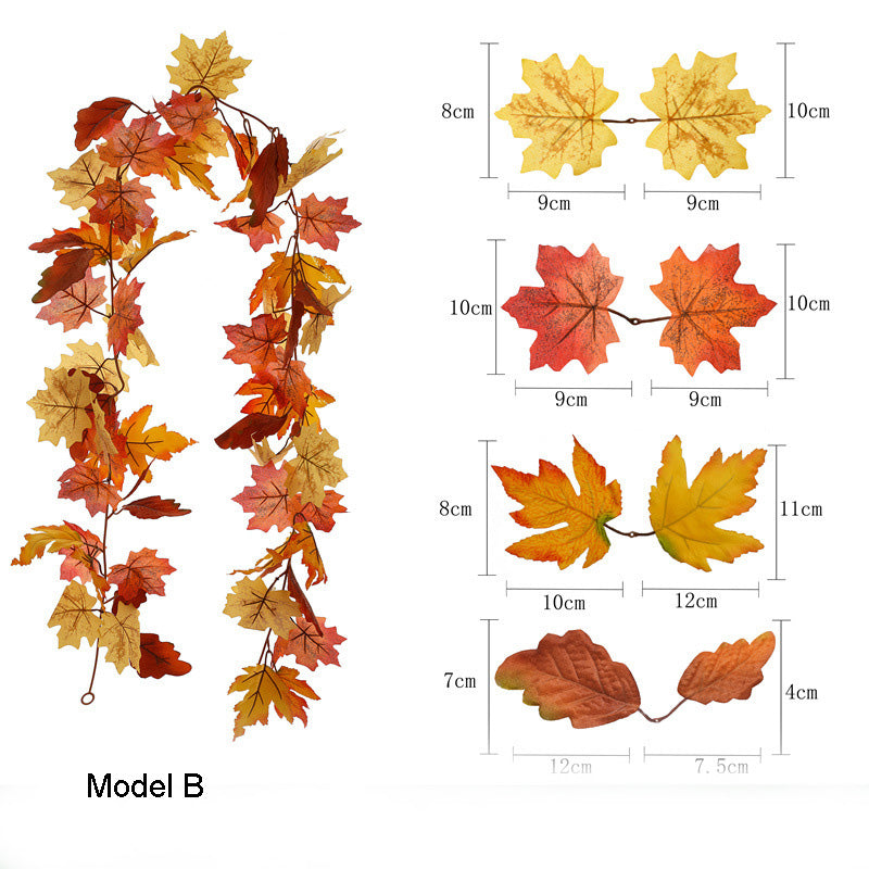 Artificial Fall Garland Maple Leaves Vines 2 Strands