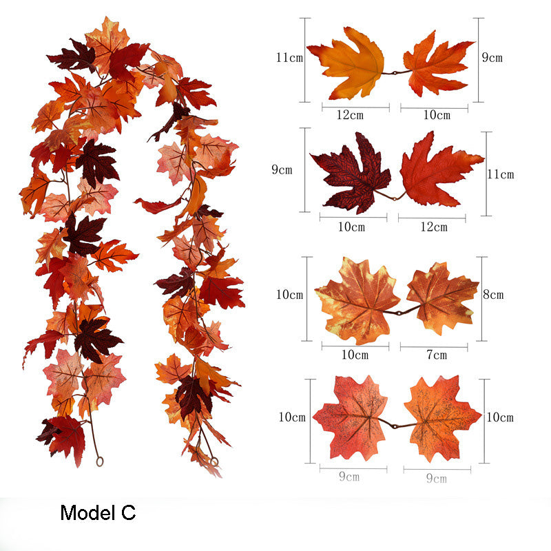 Artificial Fall Garland Maple Leaves Vines 2 Strands