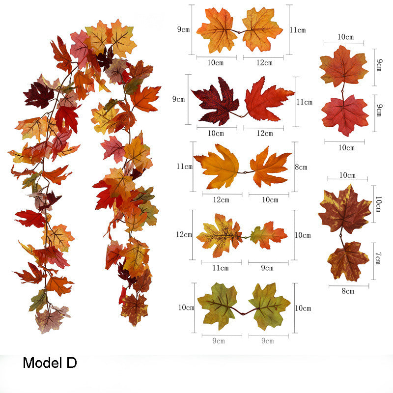 Artificial Fall Garland Maple Leaves Vines 2 Strands