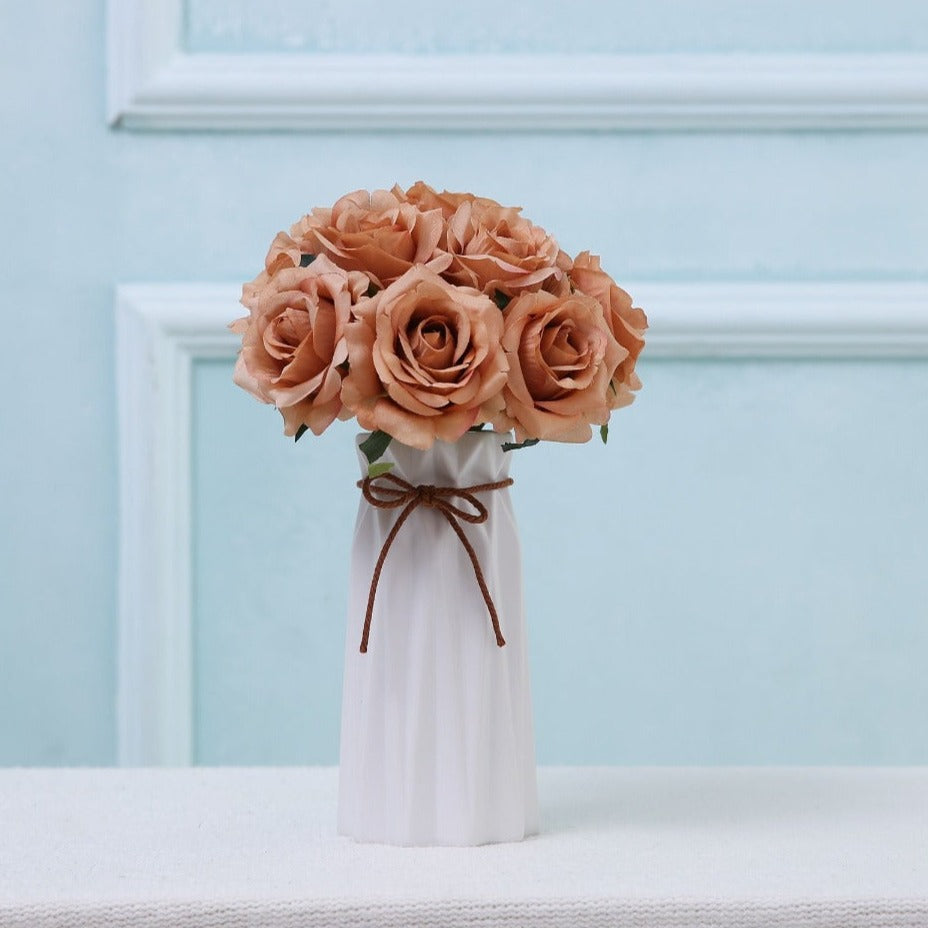 VANRINA Wedding Bouquet Flowers Silk Rose Bouquet for Bridesmaid Coffee