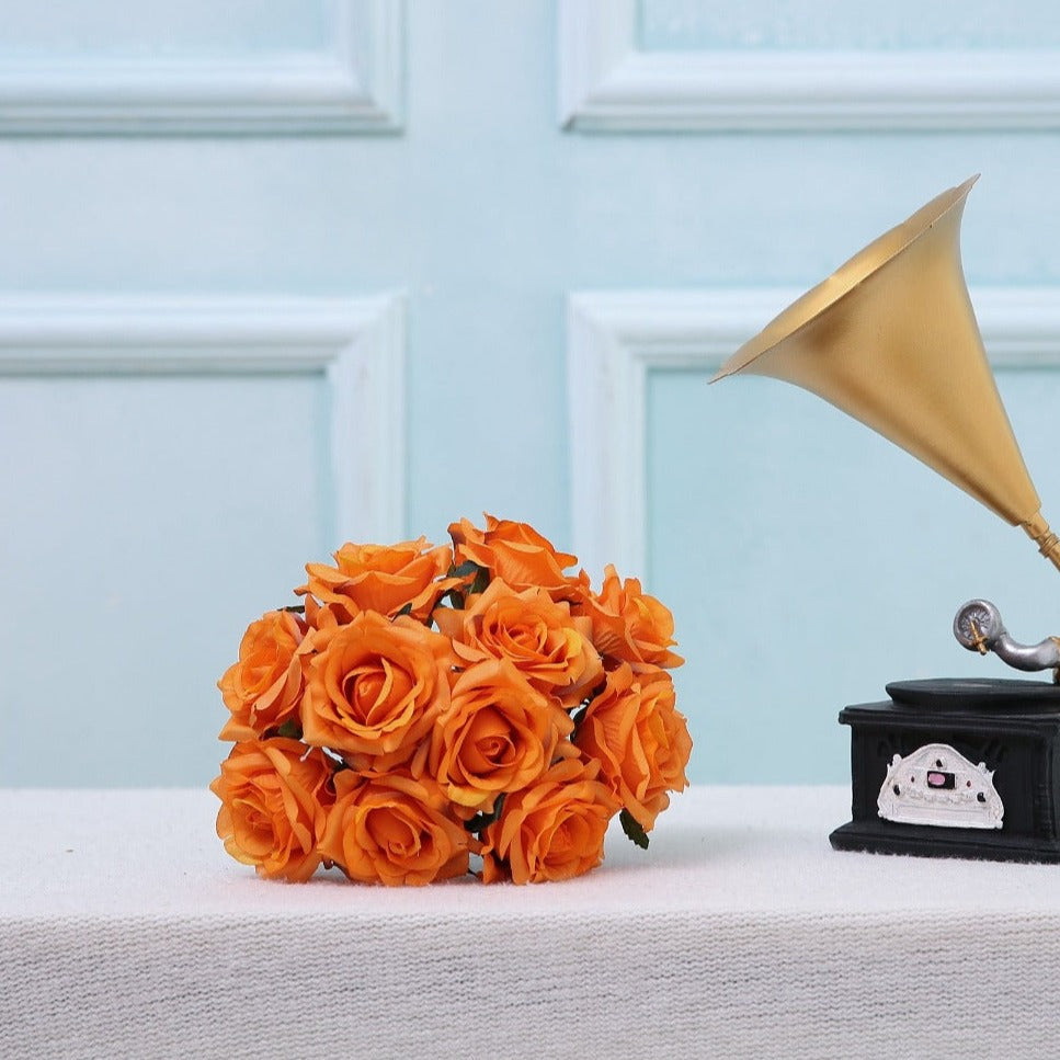 VANRINA Wedding Bouquet Flowers Silk Rose Bouquet for Bridesmaid Orange 2