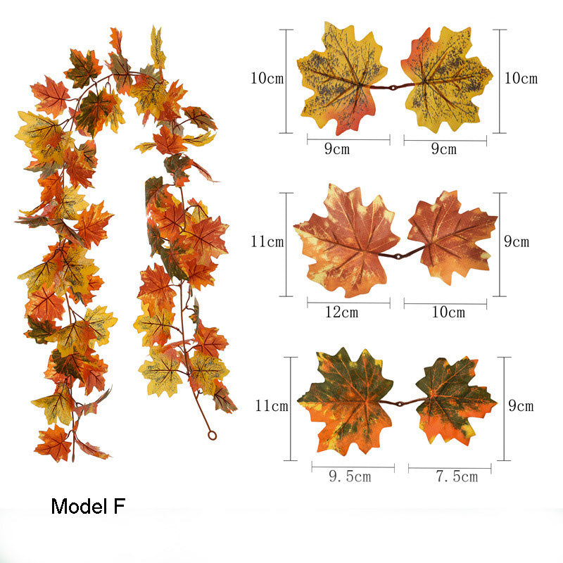Artificial Fall Garland Maple Leaves Vines 2 Strands