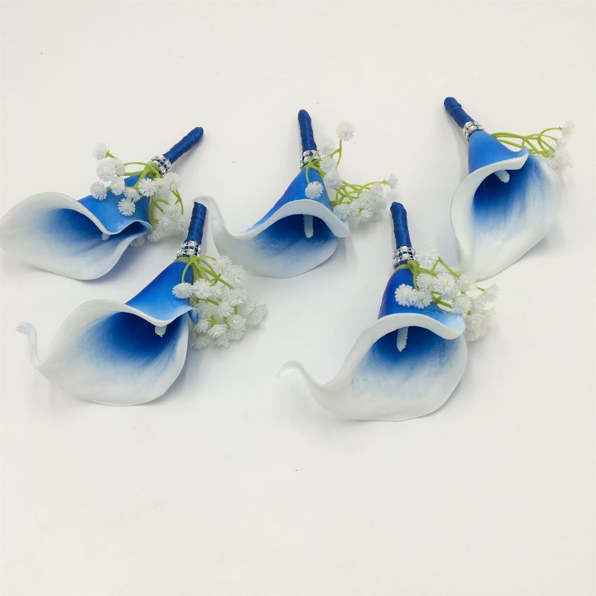 Corsages Boutonniere for Parents Wedding Blue Calla Lily