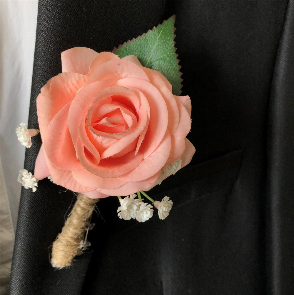 peach rose boutonniere