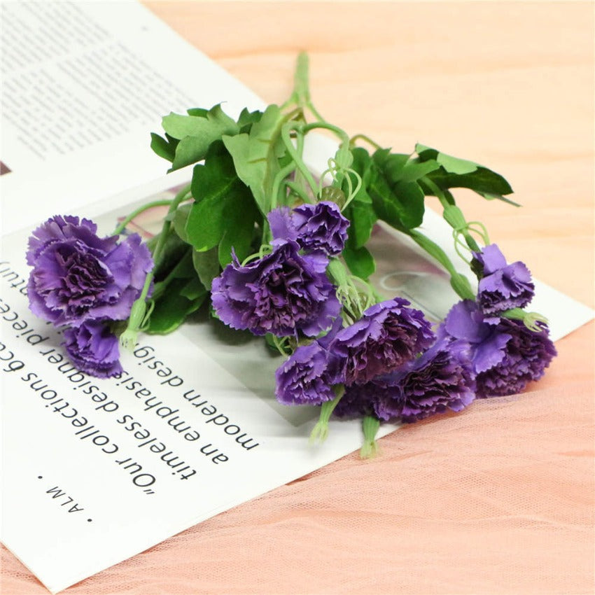 Fake Carnation Spray Silk Flowers Carnation Bush