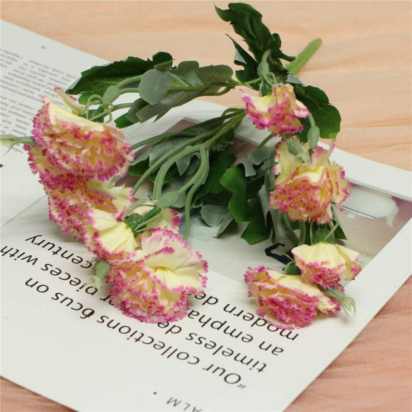 Fake Carnation Spray Silk Flowers Carnation Bush