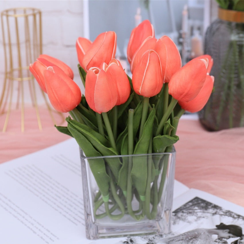 coral tulip flowers