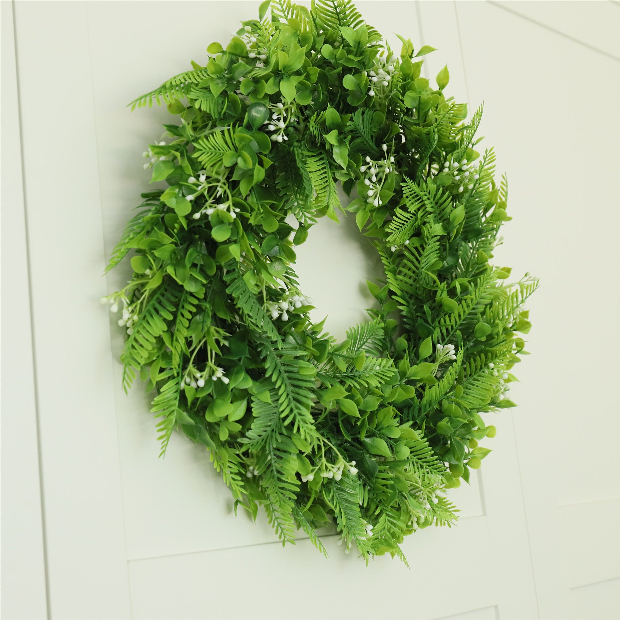 Faux Eucalyputs Wreath Garland for Farmhouse Indoor Outdoor Front Door Decor