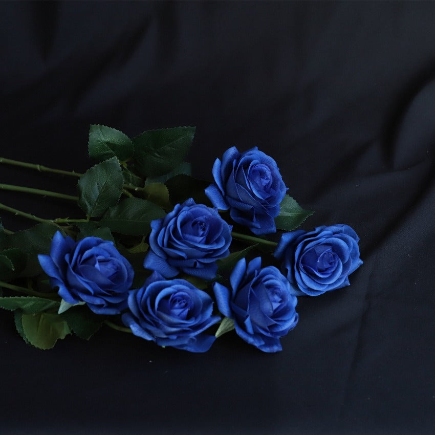 VANRINA Realistic Fake Flowers Real Touch Roses royal blue roses
