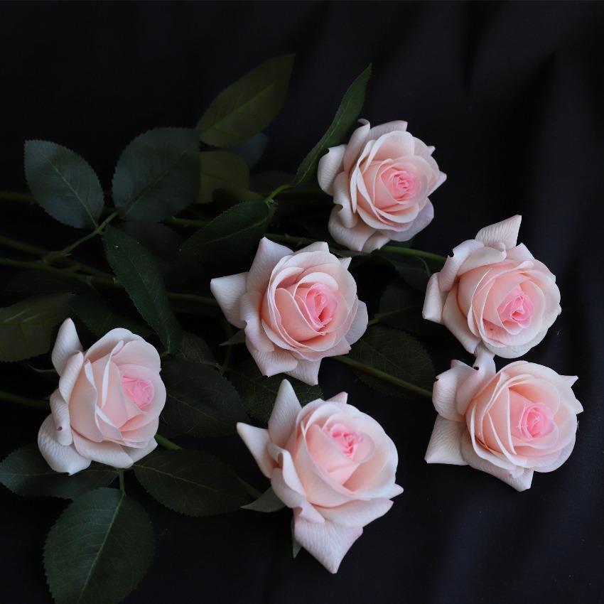 Real Touch Blush Pink Roses for Bridal Bouquet DIY Wedding Florals 10pcs