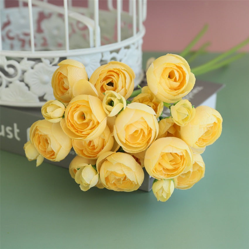Small Silk Ranunculus Bunch Fake Flowers Blush Pink White