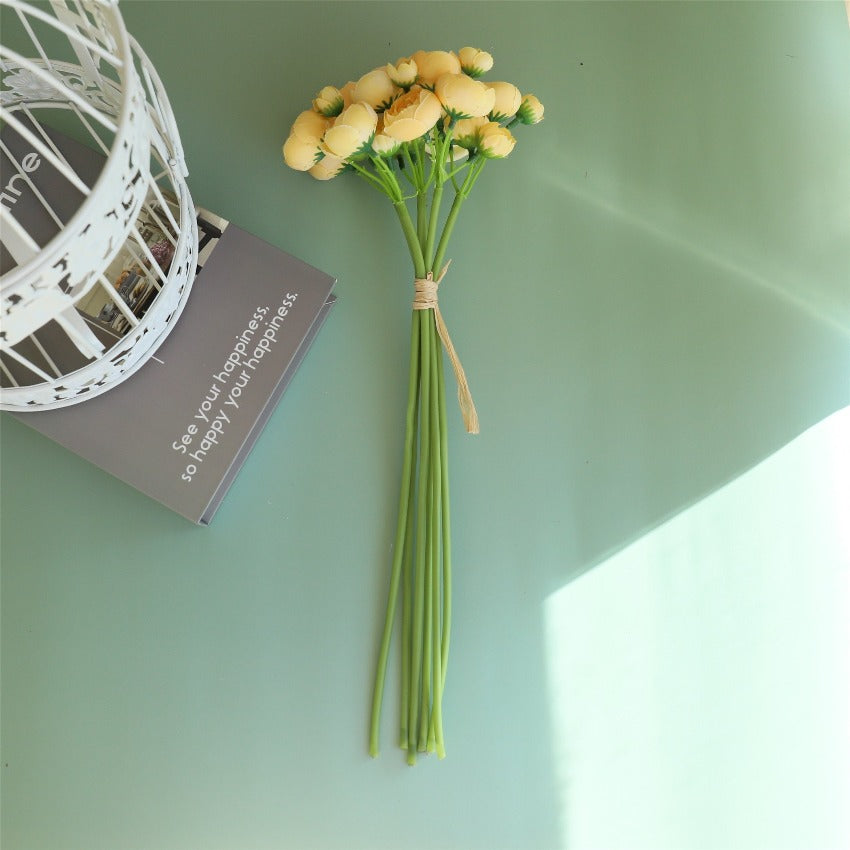 Small Silk Ranunculus Bunch Fake Flowers Blush Pink White