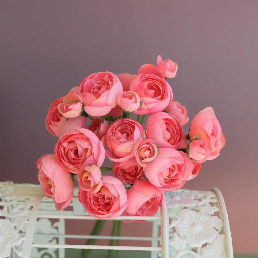 Small Silk Ranunculus Bunch Fake Flowers Blush Pink White