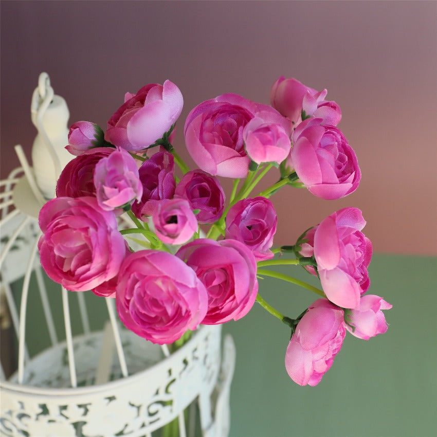 Small Silk Ranunculus Bunch Fake Flowers Blush Pink White