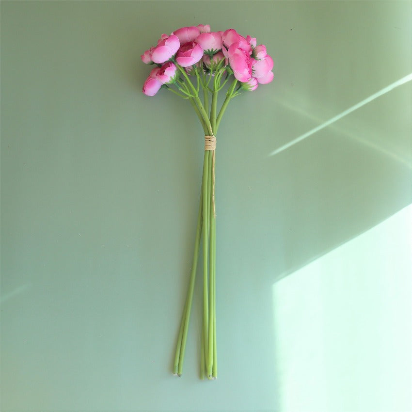 Small Silk Ranunculus Bunch Fake Flowers Blush Pink White