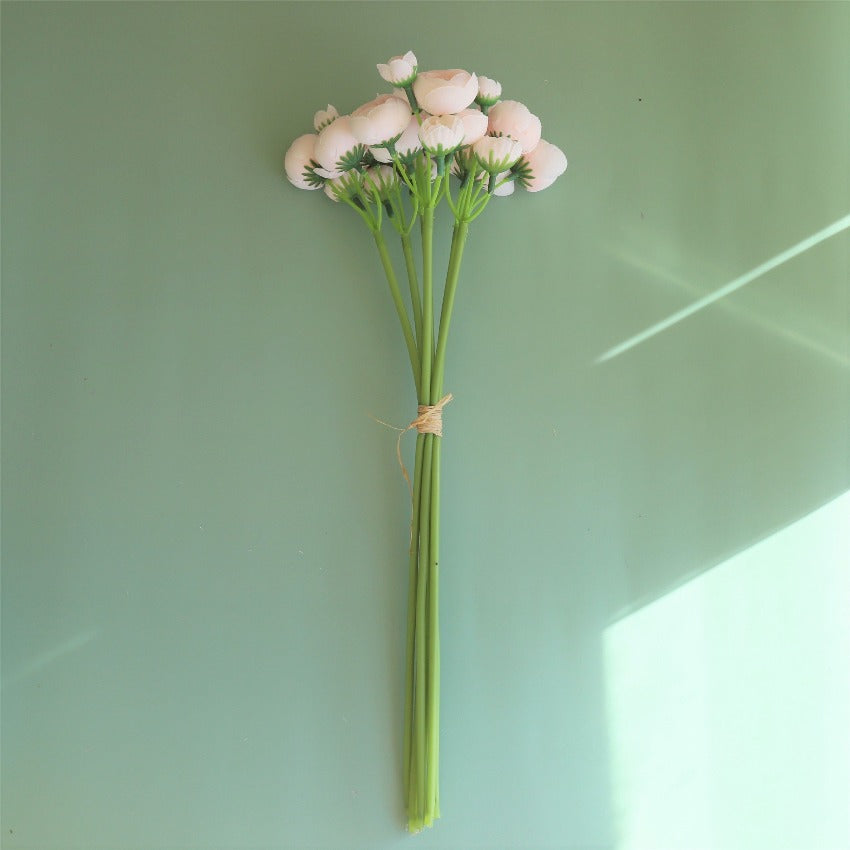 Small Silk Ranunculus Bunch Fake Flowers Blush Pink White