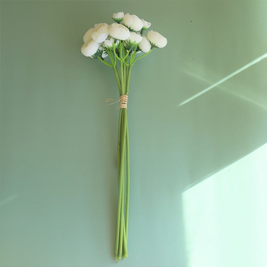 Small Silk Ranunculus Bunch Fake Flowers Blush Pink White