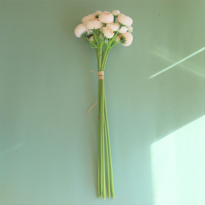 Small Silk Ranunculus Bunch Fake Flowers Blush Pink White