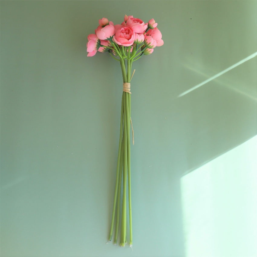 Small Silk Ranunculus Bunch Fake Flowers Blush Pink White
