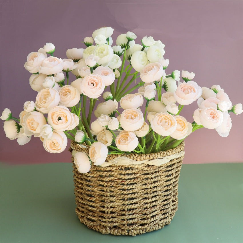Small Silk Ranunculus Bunch Fake Flowers Blush Pink White