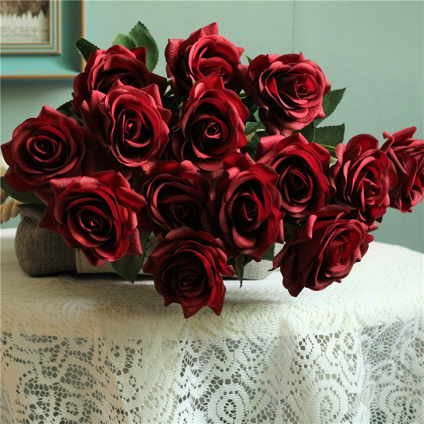 Realistic Fake Flowers Real Touch Roses 10pcs