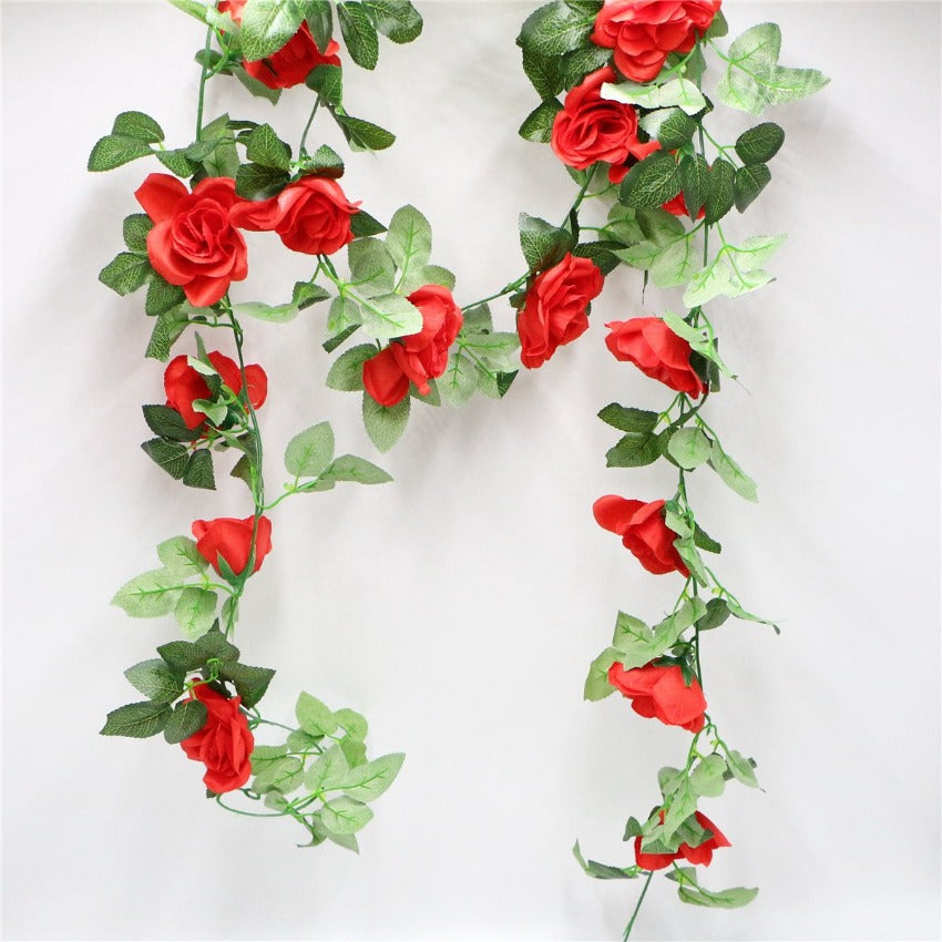 Artificial Rose Flower Garland for Wall Hanging Outdoor Decor 2 Flower Vines