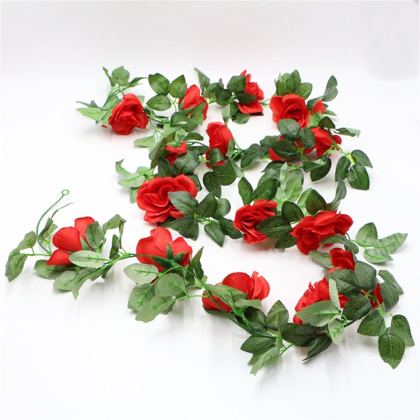 Artificial Rose Flower Garland for Wall Hanging Outdoor Decor 2 Flower Vines