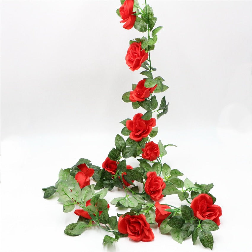 Artificial Rose Flower Garland for Wall Hanging Outdoor Decor 2 Flower Vines
