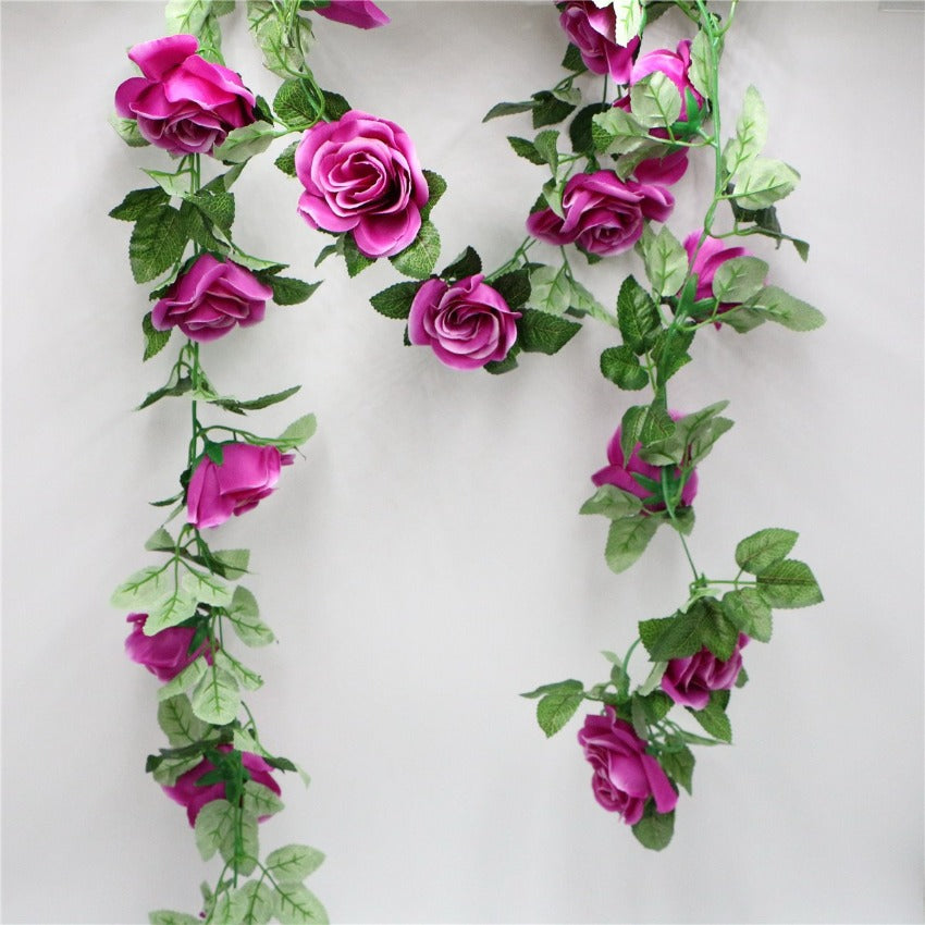 Artificial Rose Flower Garland for Wall Hanging Outdoor Decor 2 Flower Vines
