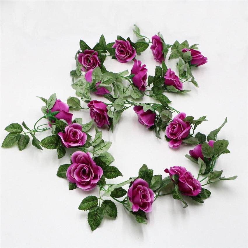 Artificial Rose Flower Garland for Wall Hanging Outdoor Decor 2 Flower Vines