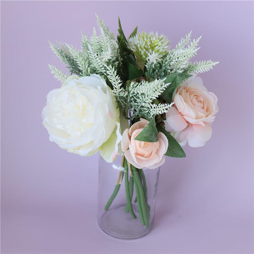 White Peach Small Flower Bouquet Silk Ranunculus