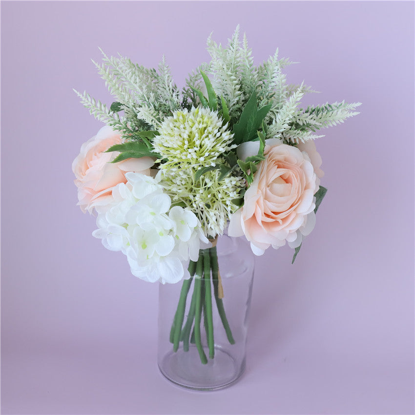 White Peach Small Flower Bouquet Silk Ranunculus